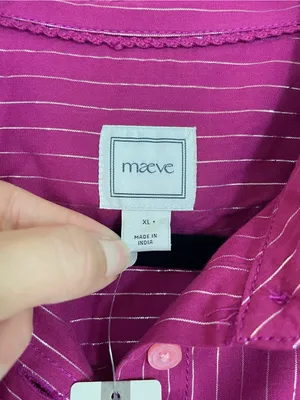 Anthropologie The Shrunken Bennet Lurex Stripe Buttondown Shirt by Maeve Size XL thumbnail 4