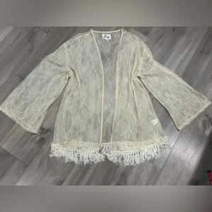 Others Follow vintage Lace Overlay Open Cardigan Size L thumbnail 3