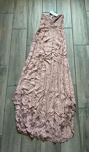 Tiare Hawaii Smocked Lace-Hem Maxi Dress in Dusty Rose thumbnail 1