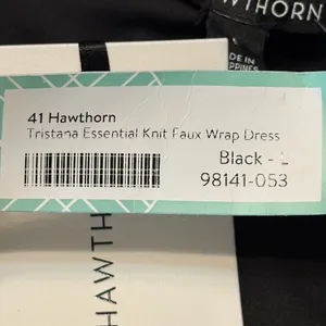 41 Hawthorn Black Tristana Essential Knit Faux Wrap Dress size L NWT thumbnail 7