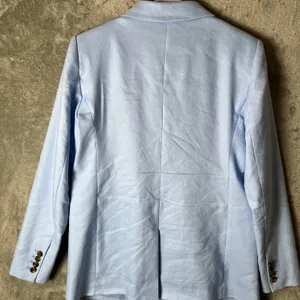 Ann Taylor The Oversized Peak Lapel Blazer Linen Twill Ojai Sky Blue‎ Size 0 thumbnail 2