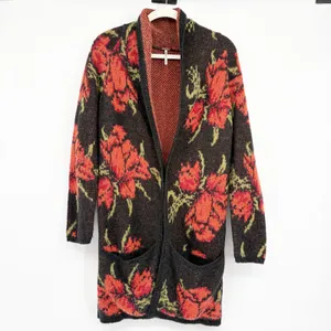 Free People Womens Floral Rose Boho Grunge Longline Flower‎ Power Cardigan XS thumbnail 3