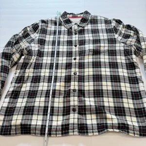 LL Bean Plaid Sherpa‎ Fleece Lined Flannel Shirt Jacket Shacket Size LARGE thumbnail 9