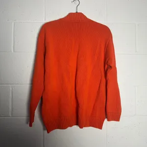 Lauren Ralph Lauren Orange Cotton Quarter Zip Crest Logo Sweater women's Medium thumbnail 4