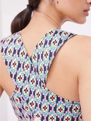 Anthropologie Pastel Multi Geometric Crossback Mini Sundress size Large thumbnail 2