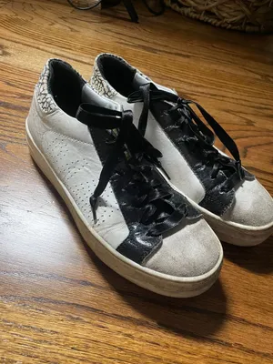 P448 Thea Platform Sneaker White Black Animal Print Size 38 thumbnail 2