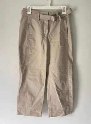 Babaton Beige Linen Blend Wide Leg Culotte Pants With Detachable Belt thumbnail 3