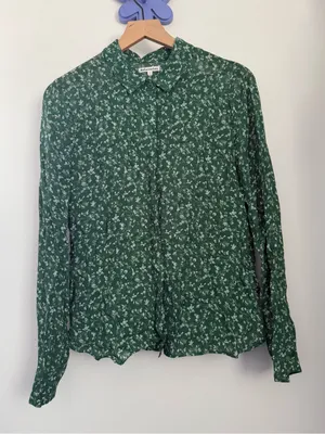 Reformation Small Violet Blouse Clementine Green Floral Office Sheer Cottage thumbnail 4