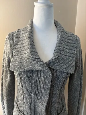St. John's Bay Cardigan Women’s Size S Gray Cable Knit Sweater thumbnail 5