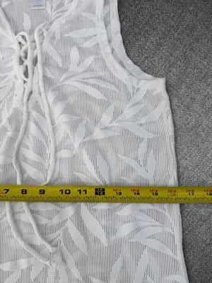 Wearabouts White Tropical Leaf Lace-Up Sleeveless Cover-Up Dress Size M thumbnail 7