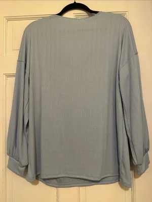 Sky Blue Ribbed Oversized‎ Top thumbnail 3