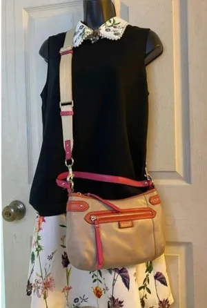 coach medium w adjustable strap tan pink leather c thumbnail 5