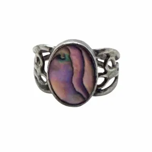 Vintage Sterling Silver Abalone Shell Oval Ring thumbnail 6