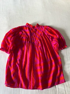THML Pink/Orange Smocked Neck Ruffle Blouse thumbnail 8