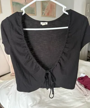 Garage Tie Front Black Tee thumbnail 1