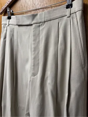 St. John High Rise Wool Blend Wide Leg Pleated Trousers Pants Beige Cream 6 thumbnail 6
