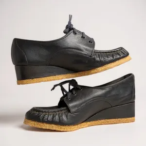 Naturalizer Wedge Oxford Vintage Navy Blue Crepe Sole Leather 8.5B Dark Academia thumbnail 1