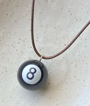 Handmade big 8 ball y2k grunge funky unisex simple brown necklace🎲8️⃣🖤 thumbnail 6