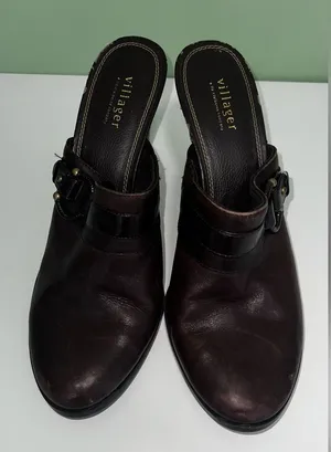 Aldo Dark Brown Leather Mules Size 10 thumbnail 1