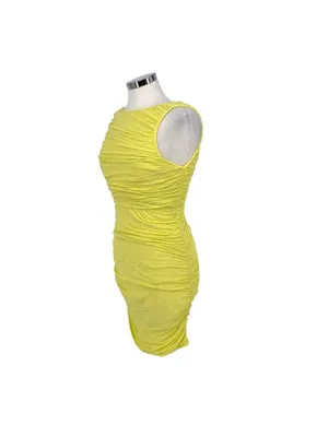 Alice & Olivia Y2K Air Ruched Open Back Sleeveless Bodycon Dress Yellow Small thumbnail 5