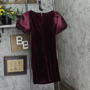 Karl Lagerfeld Puff Sleeve Stretch Velvet Body Sheath Dress Barolo Wine Red 8 thumbnail 2