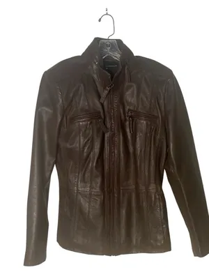 WILSONS LEATHER Brown Jacket Buttery Leather Moto Lined Womens Size Medium thumbnail 4