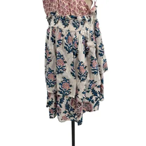 Anthropologie Celandine Straight Neck Tiered Floral Smocked Mini Dress XL thumbnail 8