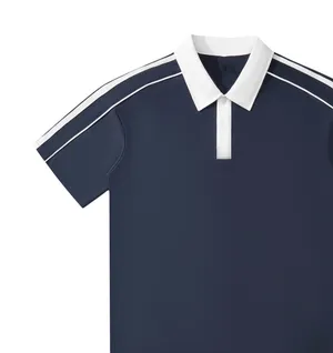 Men's Navy Polo with White Contrast Collar thumbnail 1