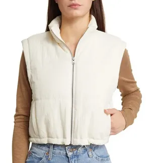 🤍Thread & Supply Cropped Puffer Vest – Ivory🤍 ~Size Medium ☀️like new cond thumbnail 1