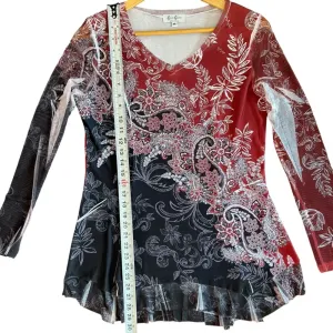 Vintage Y2K‎ Women’s Paisley Mesh Goth Romantic Grunge Rhinestone Sheer Torn Raw thumbnail 4