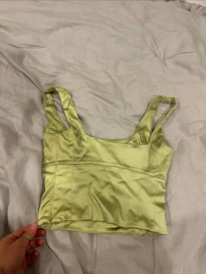 Wilfred green satin crop tank thumbnail 3