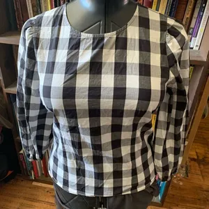 J Crew black & white gingham classy royalcore 6 blouse thumbnail 1