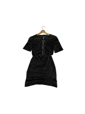 Lioness Sheer Flocked Zebra Mesh Mini Dress XS Black Cutout Bodycon thumbnail 5