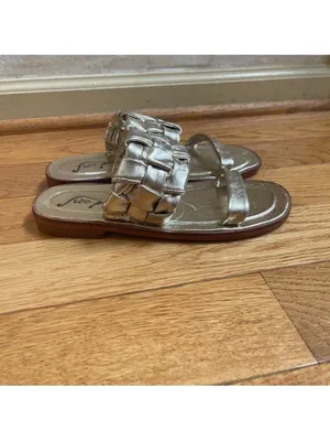 Free people Winding river slip-on flat quilted woven sandals in gold Sz 36.5 thumbnail 4