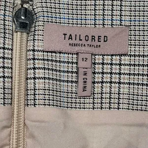 NWOT! Tailored Rebecca Taylor Tan Plaid Midi Skirt Size 12 Womens Ruffle Hem thumbnail 5