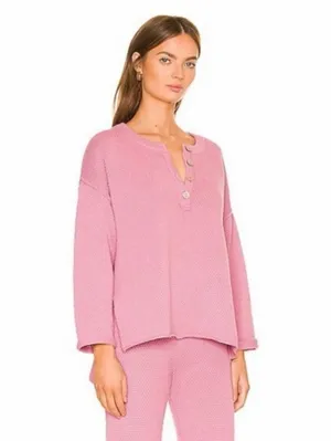 Free People Beach Hailee Coastal Grandma Cotton Knit Henley Sweater xs thumbnail 2