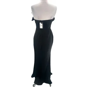 NWT NBD Luna Strapless Ruffled‎ Thigh Slit Gown in Black thumbnail 5