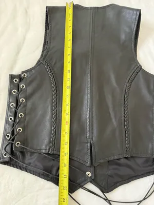 Pro Rider Women’s Black Genuine Leather Motorcycle Biker Vest Lace Up Size S-M thumbnail 11