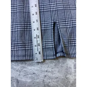 Just Polly New York Glen Plaid Bustier Mini Dress Black White Slit Sleeveless L thumbnail 3