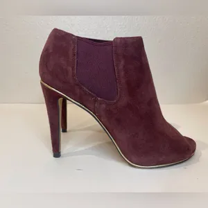 Coach Adrianna Suede Burgundy Peep Toe Heels Ankle‎ Boots Size 5 thumbnail 4