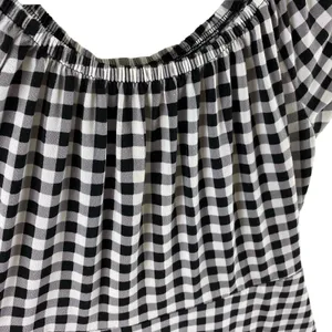 Express Black White Checkered‎ Stretchy Scoop Neck Cap Sleeve Fit & Fare Dress S thumbnail 3