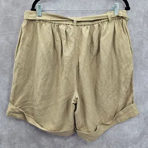 Lane Bryant Tan Linen Flat Front Bermuda Bottoms Pants Shorts Plus‎ 14/16 thumbnail 2