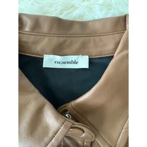En;semble Faux Leather Shirt Jacket Button Down Oversized Brown‎ Shacket Medium Brown thumbnail 6