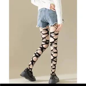 Sexy Black Ripped Fishnet Tights Women Gothic Punk Hollow Out Tight thumbnail 4