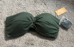 Kona Sol Olive Green Twist Bandeau Bikini Top size D/DD new thumbnail 1