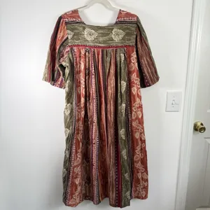 The Vermont Country Store 100% Cotton Floral Striped Muumuu House Dress Large thumbnail 7