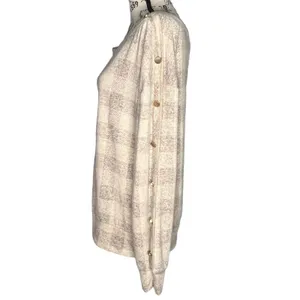 Maurices (M) Cozy Relaxed Plaid Button Long Sleeve Dolman Boat Neckline Tee thumbnail 4