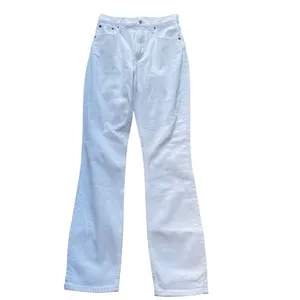 Abercrombie & Fitch High-Rise Straight Leg Jeans in White thumbnail 7