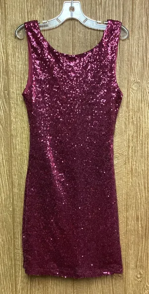 Crystal Doll Burgundy Sequins Dress Size S thumbnail 1
