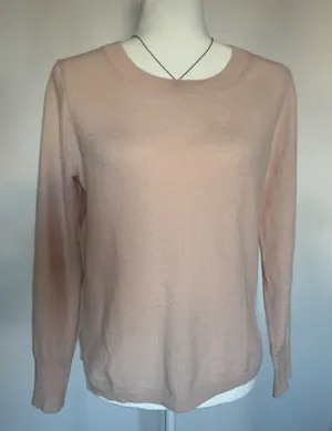 J.Crew Womens 100% Cashmere‎ Crewneck Sweater Light Pink Size M Long Sleeve Knit thumbnail 1
